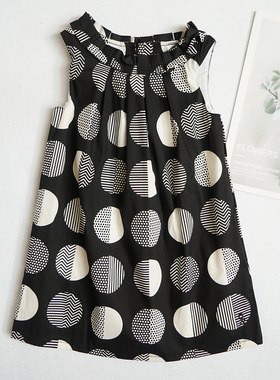 高货女童夏季短袖连衣裙黑白波点精致儿童千金风公主裙中大童Q06