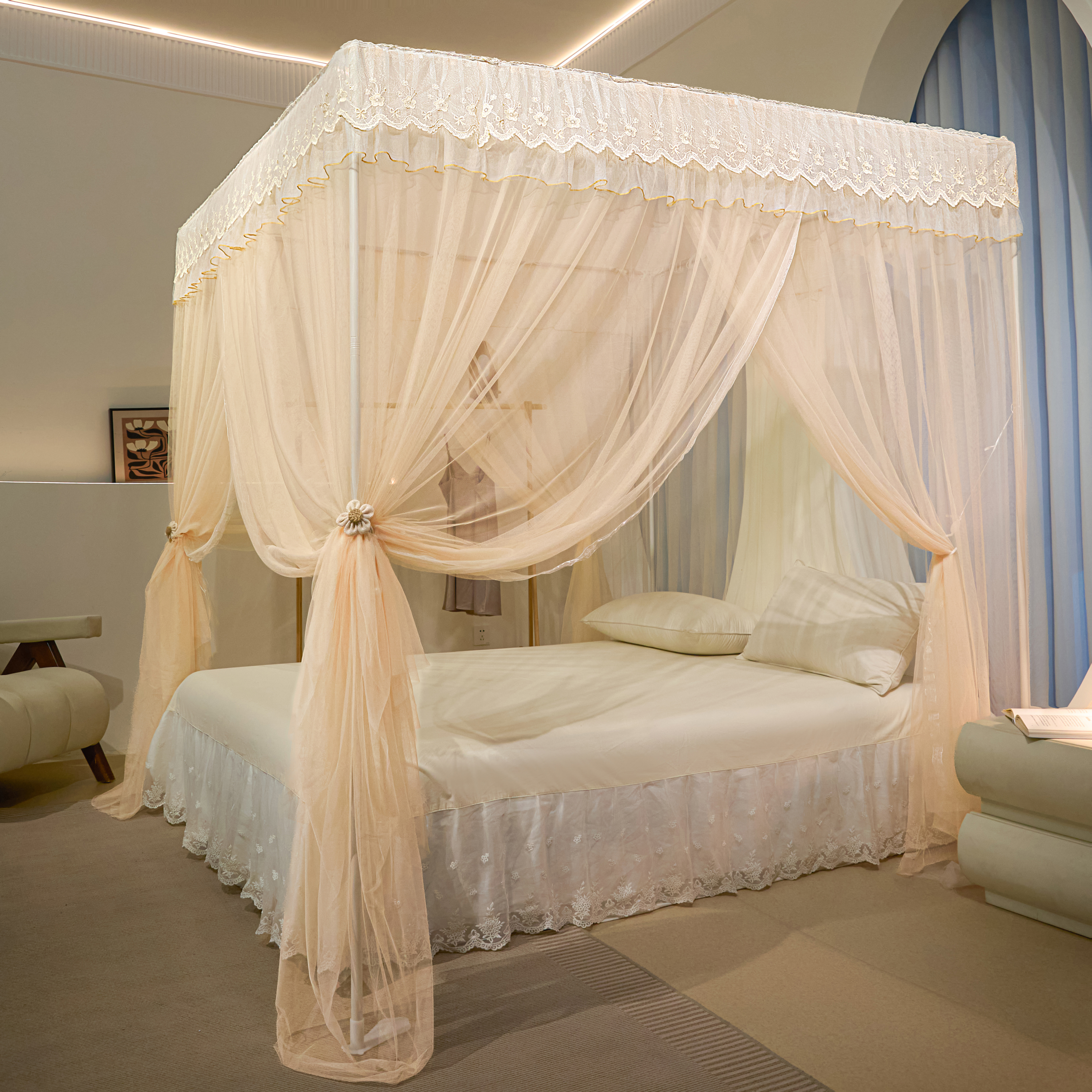 可定制2026新款A类蚊帐加密家用卧室宫廷支架落地床幔公主风床帐