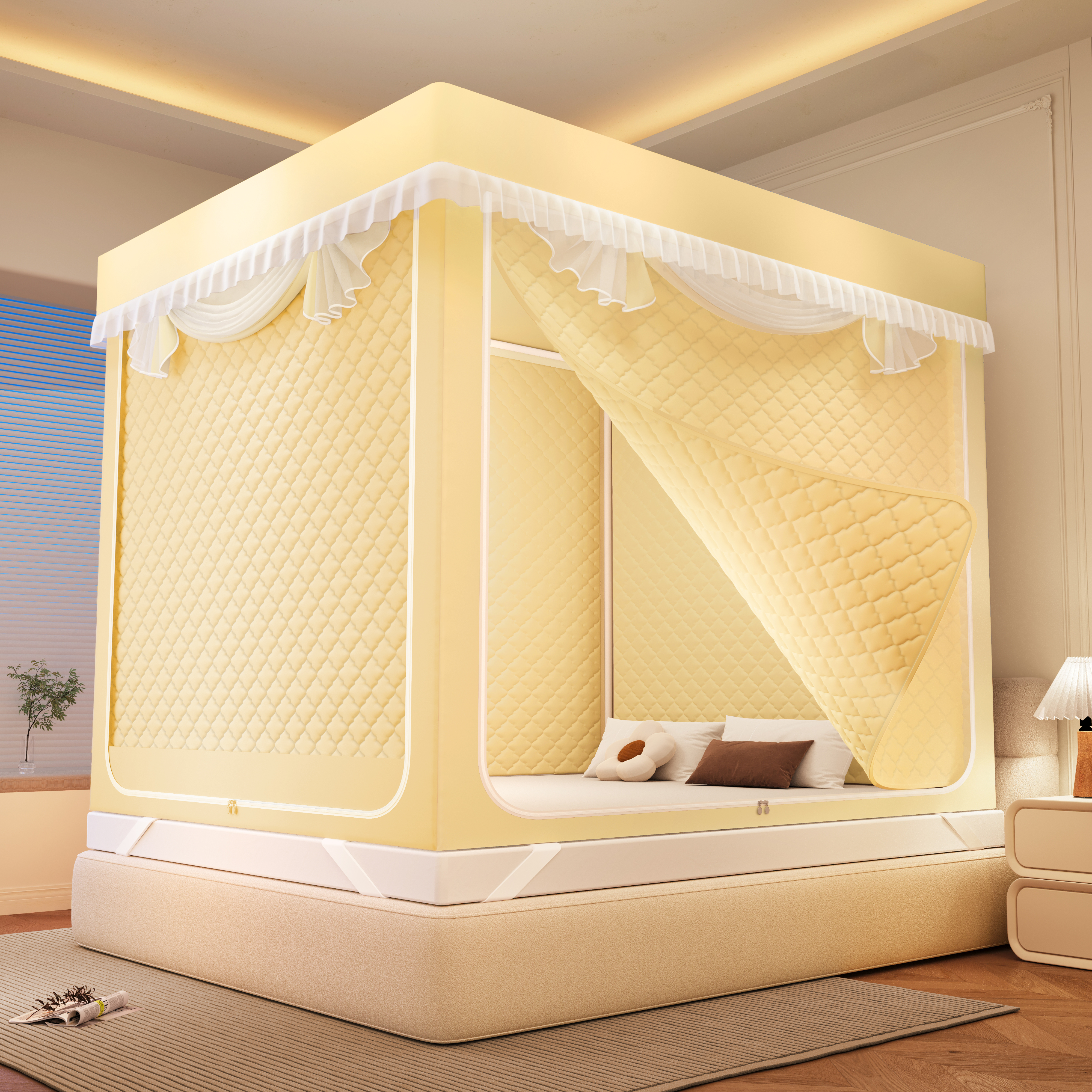 保暖床上蚊帐遮光家用防寒床帘