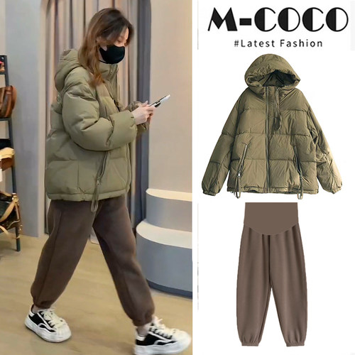 孕妇棉服短款小个子套装