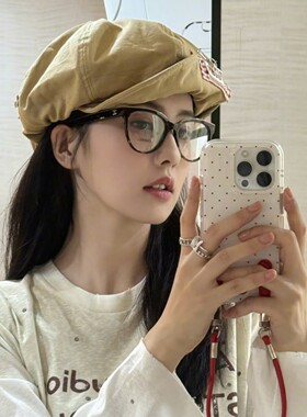 白鹿同款日系翻檐八角帽女春夏天可爱甜美复古云朵帽显脸小贝雷帽
