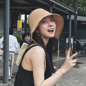 苏晓彤同款 草帽女夏天出游日系绑带透气棉麻大帽檐遮阳防晒渔夫帽