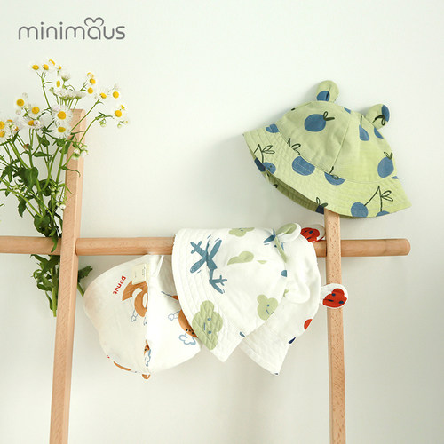 婴儿纱布渔夫帽秋季防晒帽春夏