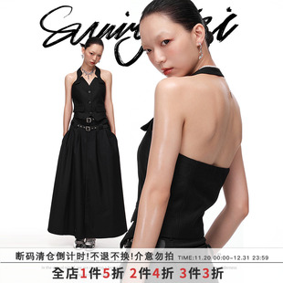 马甲设计感露背修身 西装 吊带背心短上衣女 27挂脖v领无袖 SUMIYAKI