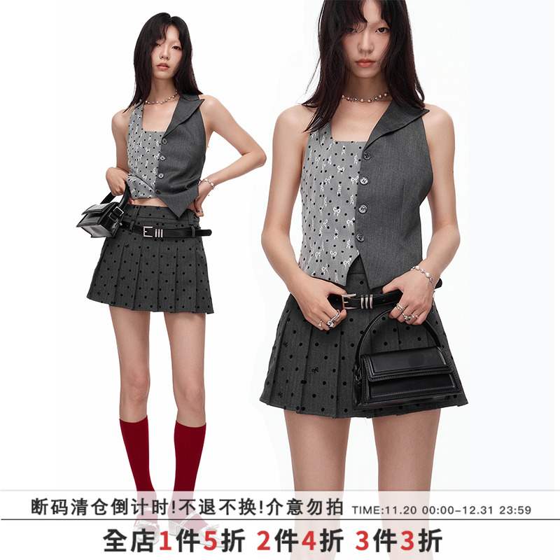 SUMIYAKI波点V领脖吊带背心