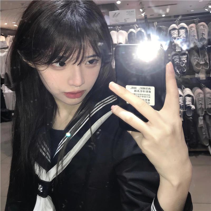 jk制服原创正统基础款正版黑绀三本中间服不良水手服套装学院风图片