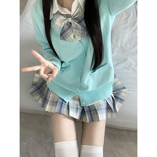 日系学院风制服套装开衫外套校园裙子女秋冬季百褶裙穿搭三件套