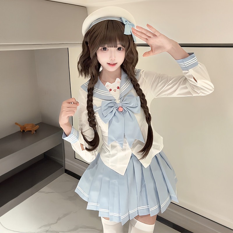 甘心物语jk原创正版长袖短袖收腰水手服新款制服套装卡通可爱裙子