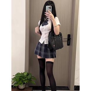 制服学院风纯欲风辣妹收腰衬衫 半身裙jk jk套装 39cm清格裙原创正版