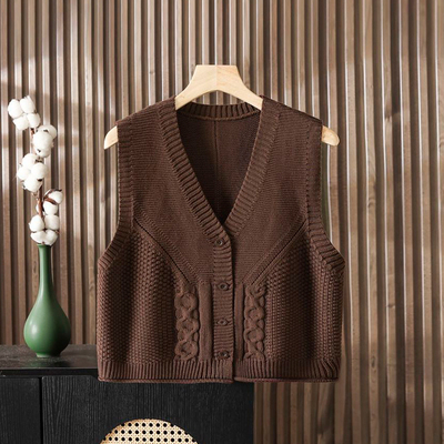大码新款麻花小个子马甲针织背心
