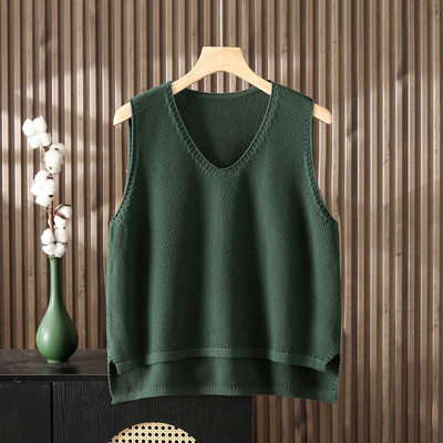 大码不对称棉线针织马甲女秋冬女