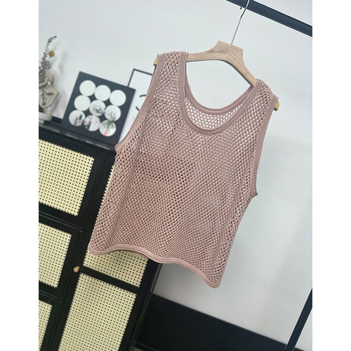 大码爆款镂空新中式马甲女款外穿薄夏季宽松背心显瘦针织上衣百搭