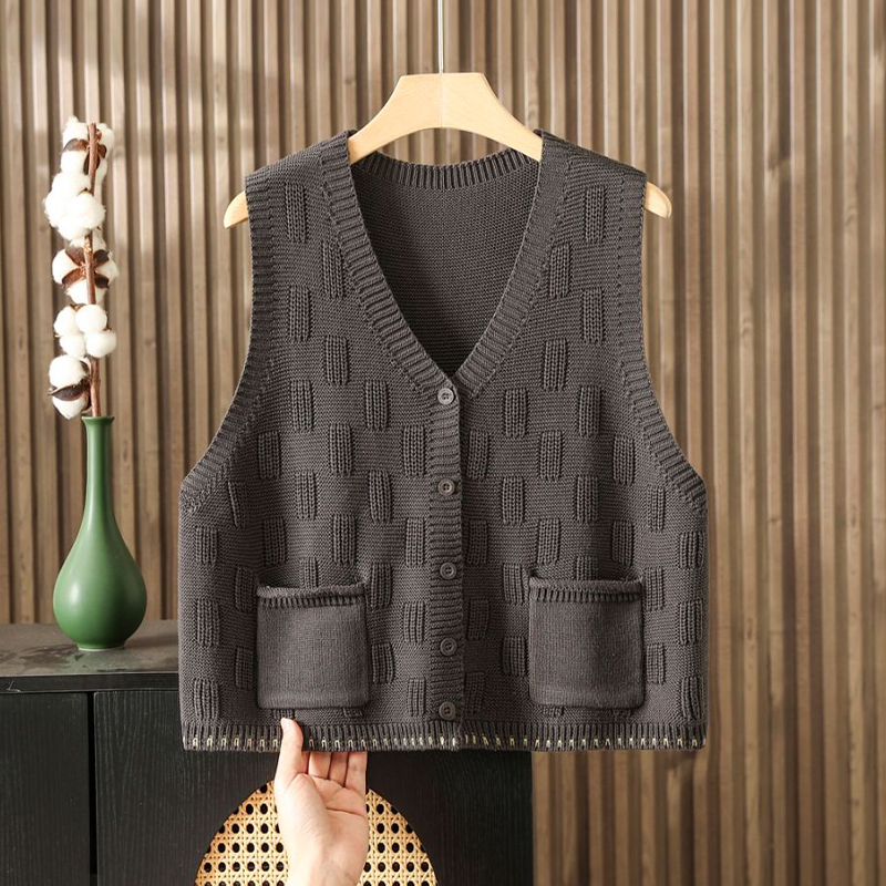 新款显瘦棉马甲针织背心女款短款