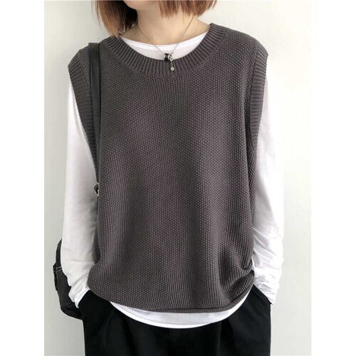 大码全棉针织女马甲春秋叠穿