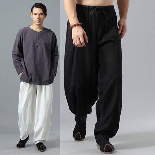 加肥加大居士汉服灯笼长裤中国风