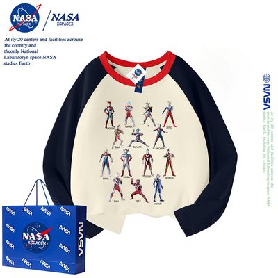 NASA联名赛罗罗索盖亚奥特曼长袖T恤男童秋装儿童迪迦拼色上衣潮