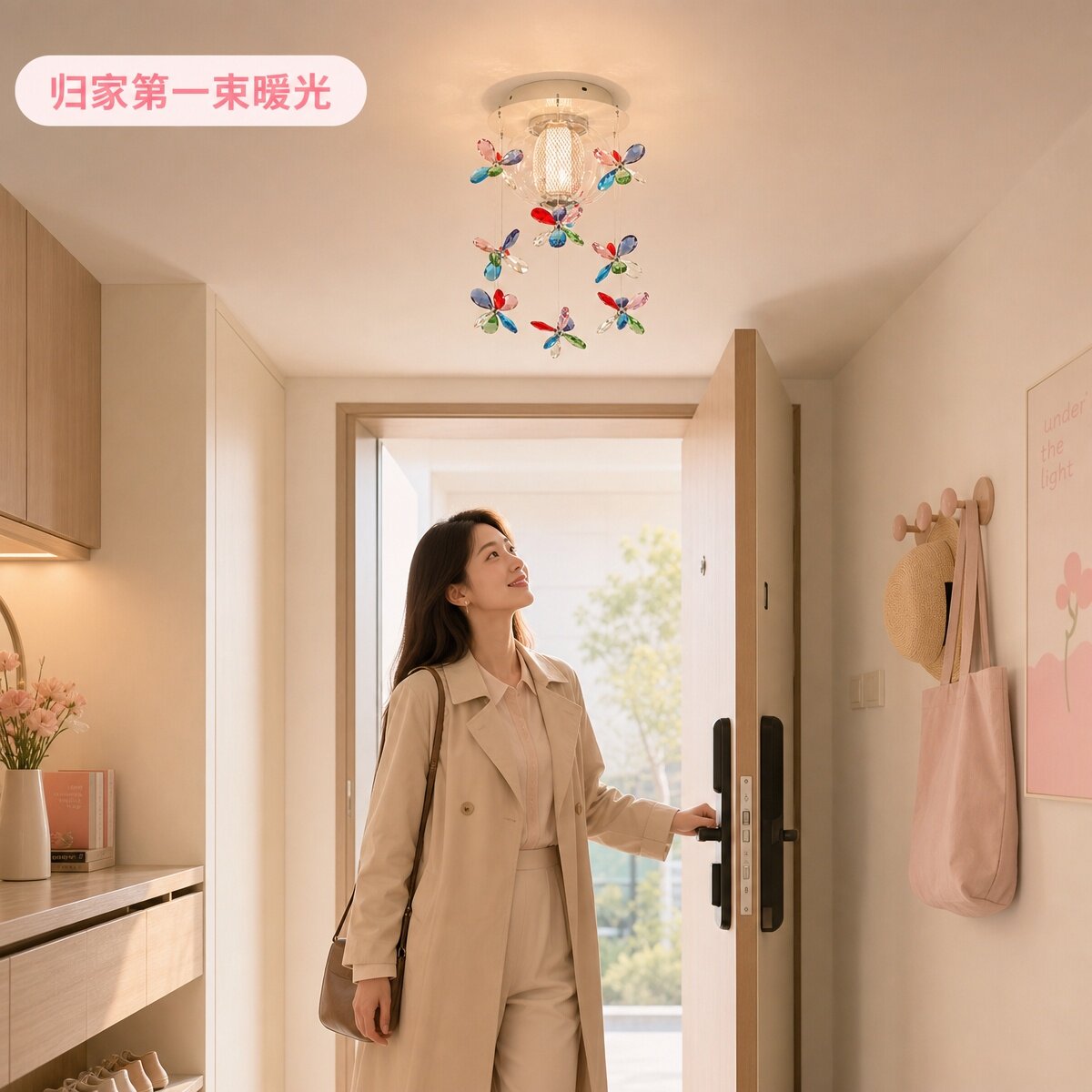 复古彩色水晶风车儿童房吸顶灯