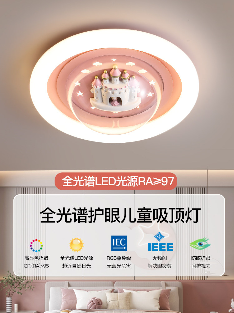 儿童房间吸顶灯女孩城堡时尚现代简约卧室公主灯男智能护眼全光谱