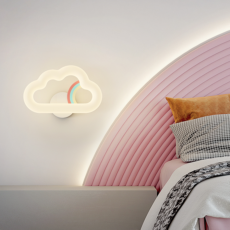 奶油時尚簡約兒童房臥室床頭壁燈