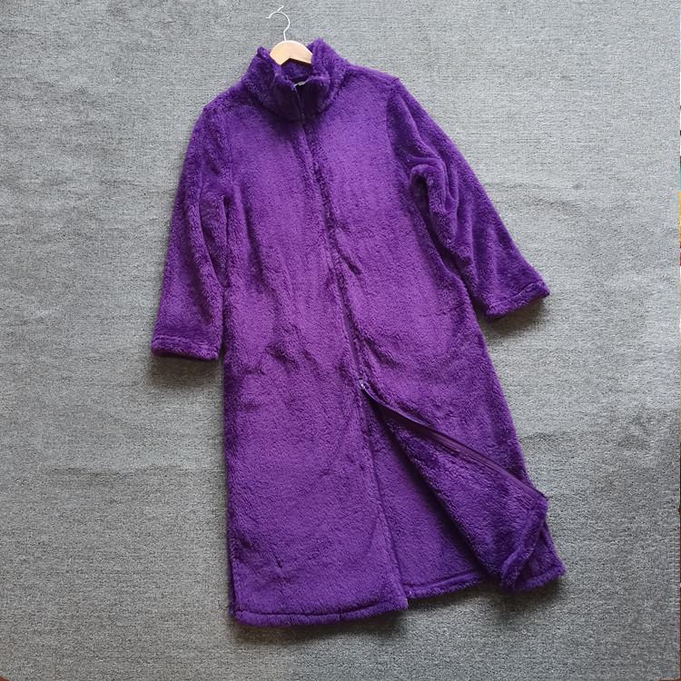 女士珊瑚绒拉链款浴袍家居服