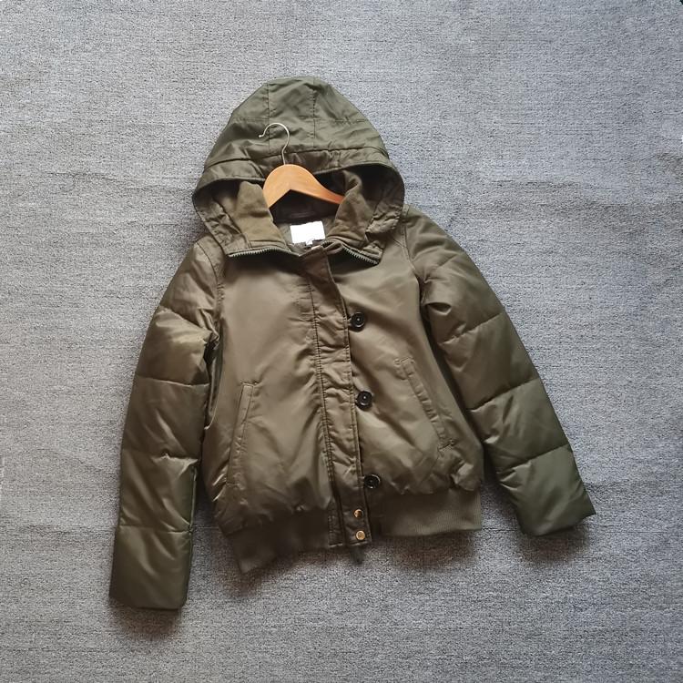 国内单女士秋冬季小个子毛呢拼接羽绒服休闲连帽短外套