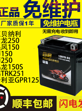 摩托车干电瓶贝纳利幼狮150幼狮250 小迅龙150S 金鹏TRK251蓄电池