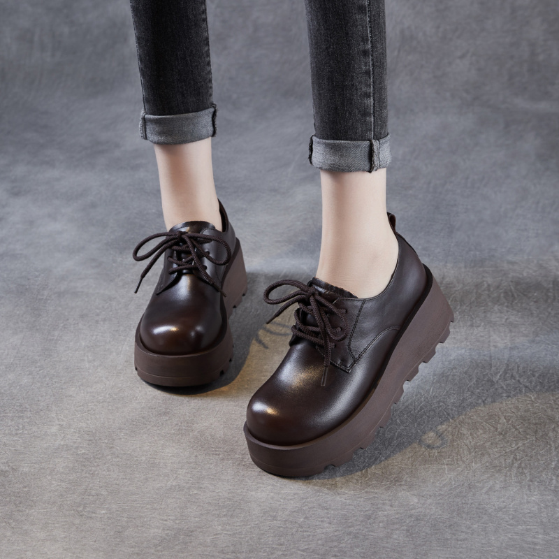 系带乐福鞋女2025秋新款美式复古