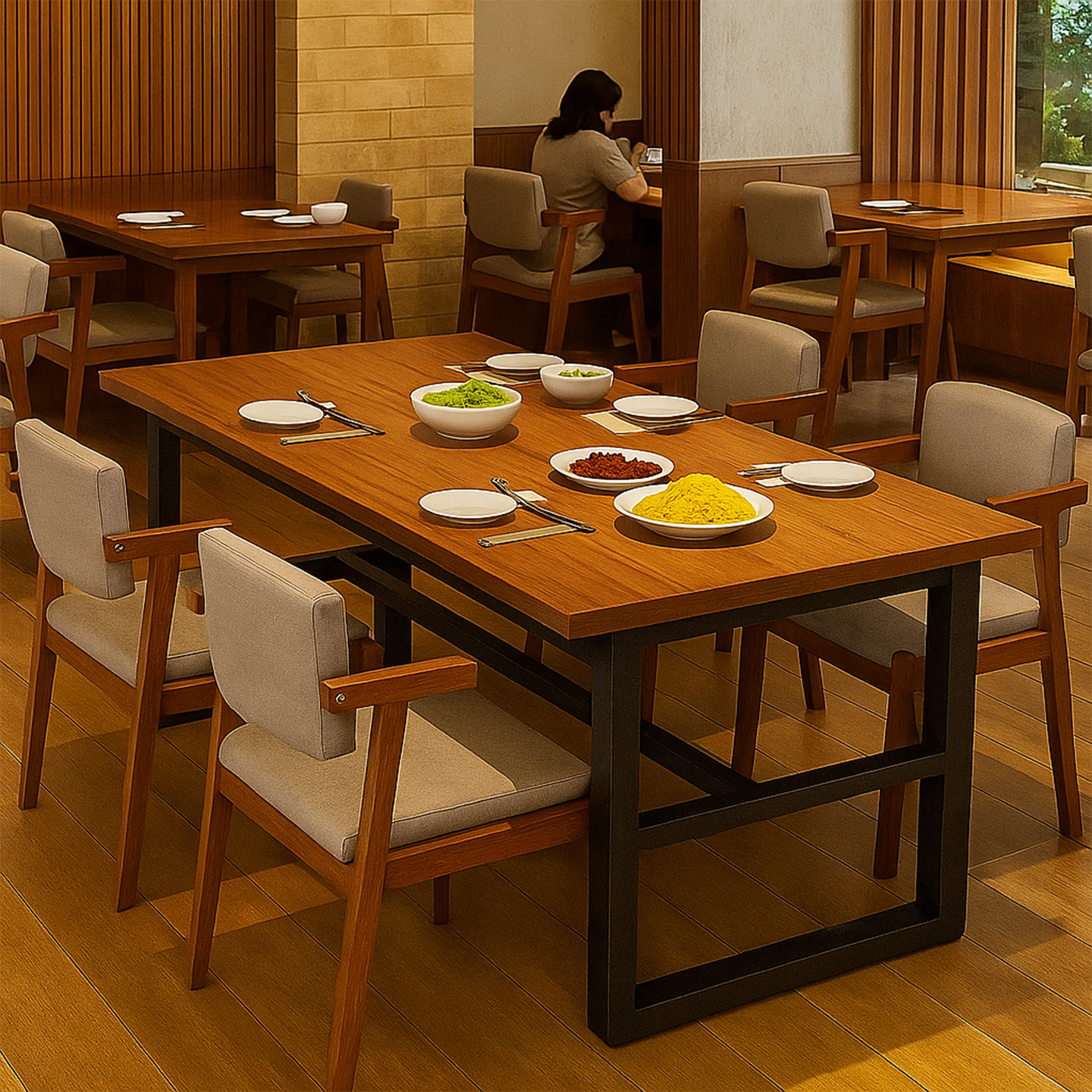 快餐桌椅餐饮商用长方形桌子店铺用小吃店面馆饭店餐厅烧烤店桌椅