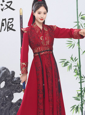 古典扇子舞成人女演出服打鼓服练功服舞蹈服古装侠客花木兰表演服