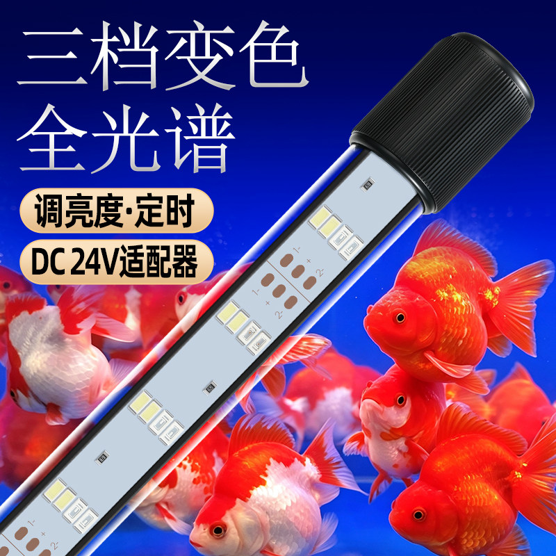超亮Led鱼缸灯管水族箱照明灯防水变色调亮度定时蝴蝶锦鲤灯24V