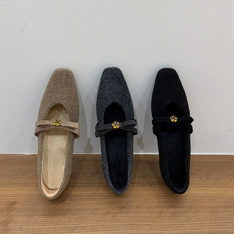 内增高小香风加绒单鞋女2025秋冬配裙子高级感呢子玛丽珍鞋毛毛鞋