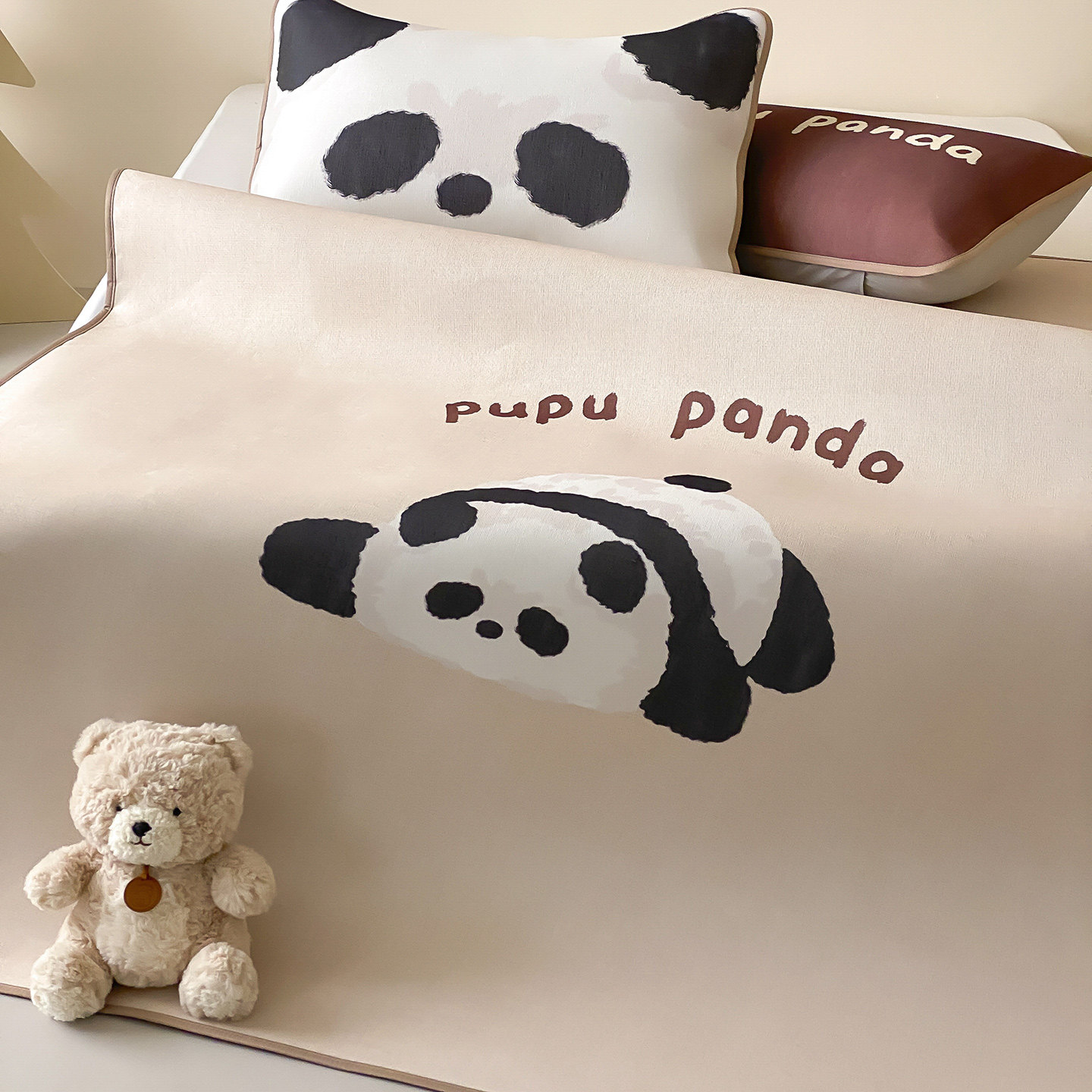 卡通家用加厚冰藤席三件套可爱儿童1.5/1.8m可水洗空调软凉席子夏