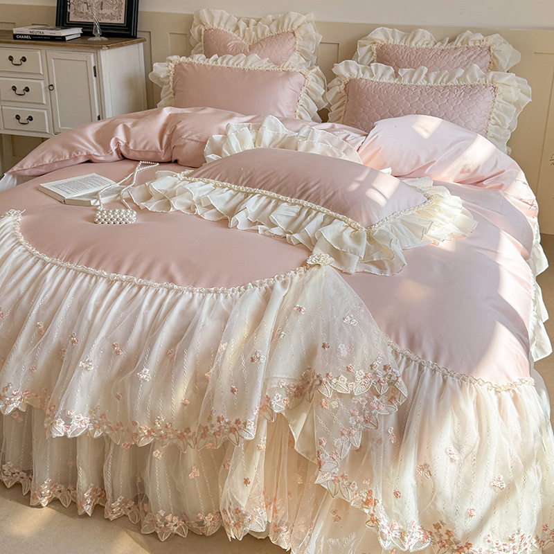法式公主风夹棉床盖款亲肤四件套