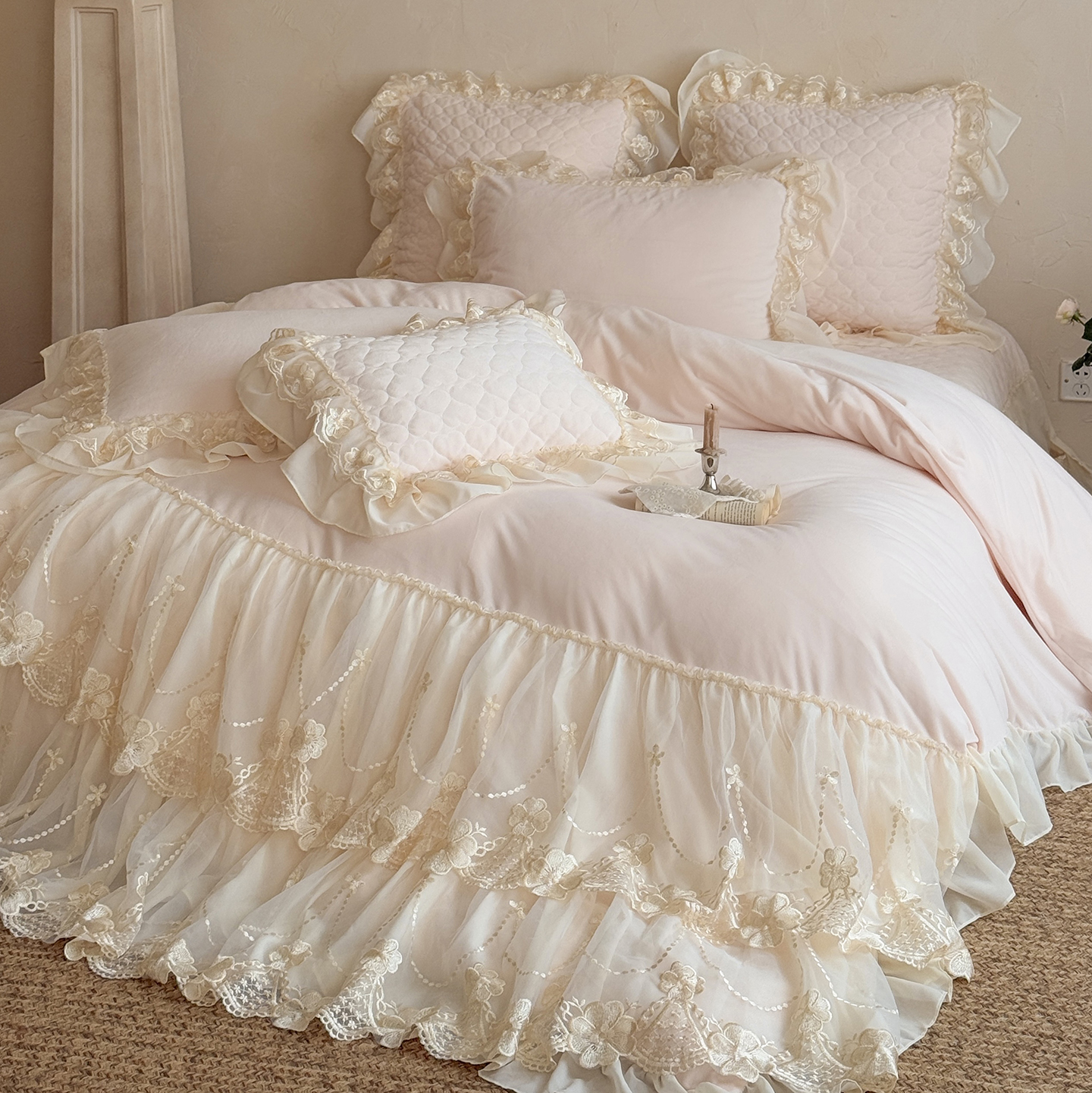 法式浪漫加厚保暖牛奶绒四件套