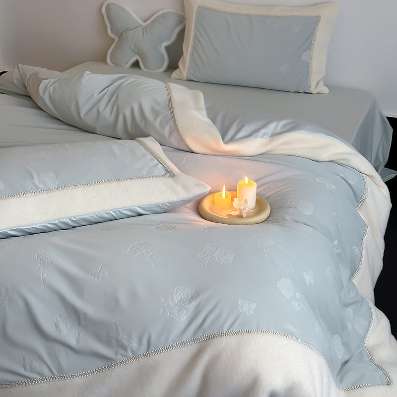 法式加厚保暖A绒B棉刺绣四件套