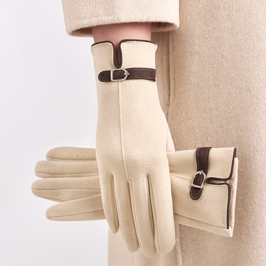手套女新款冬天薄绒保暖分指手套时尚百搭骑车防风防寒可触屏冬季