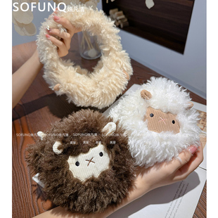 可爱小羊毛绒耳罩女秋冬季保暖防寒毛茸茸防风折叠耳包耳捂子骑行