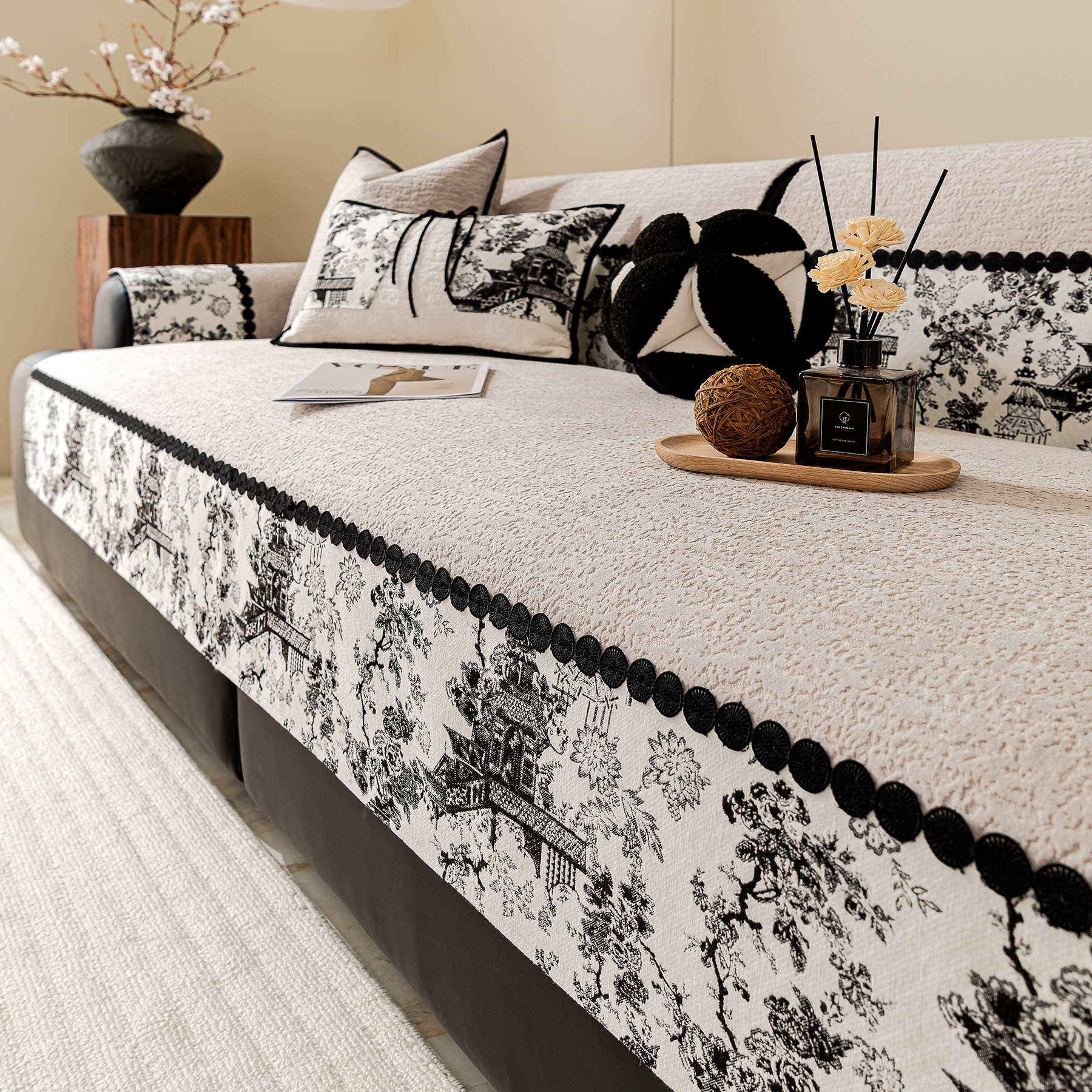 秋冬季直排沙发套罩坐垫子客厅雪尼尔防滑皮沙发盖布巾轻奢高级感,居家布艺,沙发垫,淘宝优惠券,粉丝福利购,淘宝优惠卷