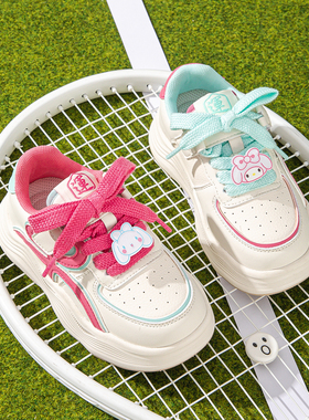 皮面女童休闲运动鞋鸳鸯鞋2025秋新款魔术贴儿童板鞋轻便单鞋AB版