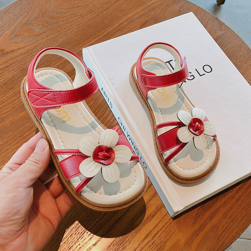 真皮花朵公主风女童凉鞋2023夏新款平底休闲儿童凉鞋沙滩鞋露趾,童鞋/婴儿鞋/亲子鞋,凉鞋,淘宝优惠券,粉丝福利购,淘宝优惠卷