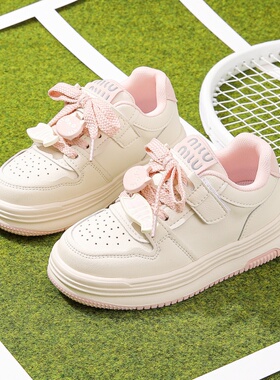 女童小白鞋魔术贴儿童休闲板鞋轻便运动鞋中大童学生女孩低帮单鞋