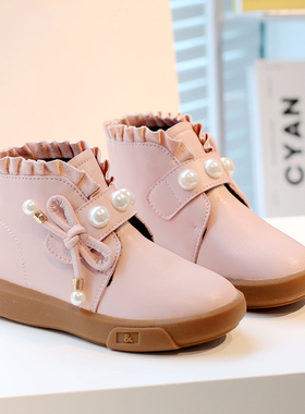 真皮女童公主鞋儿童短靴2025秋冬新款儿童单靴保暖加绒休闲棉靴