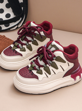 高帮加绒儿童休闲鞋男女童运动鞋萝卜鞋2025冬学生中大童棉鞋板鞋