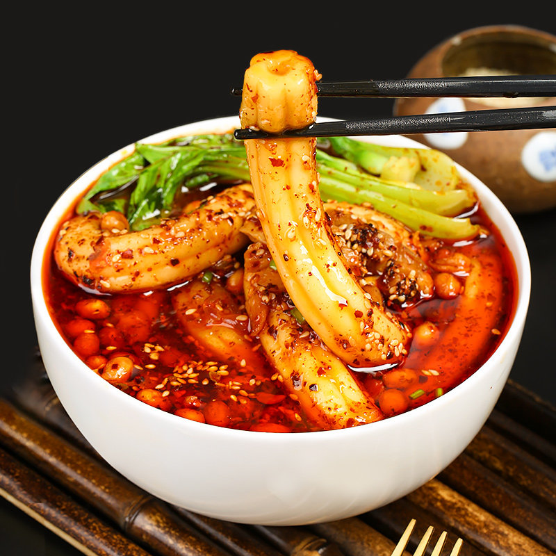 网红筋喜粉特粗长空心粉油炸烧烤麻辣火锅食材土豆粉淀粉制品200g - 实物图