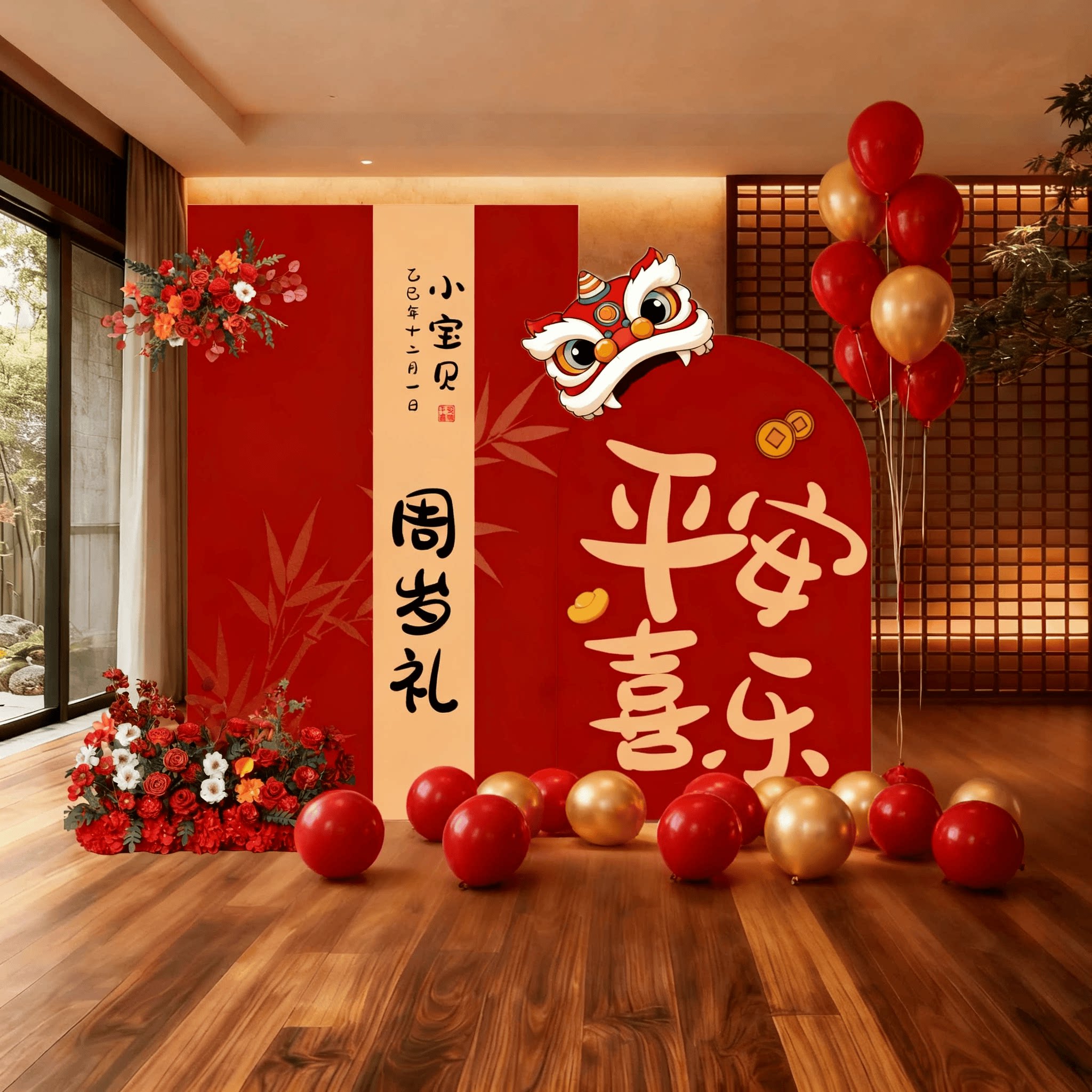 宝宝生日抓周背景墙kt板定制道具图片