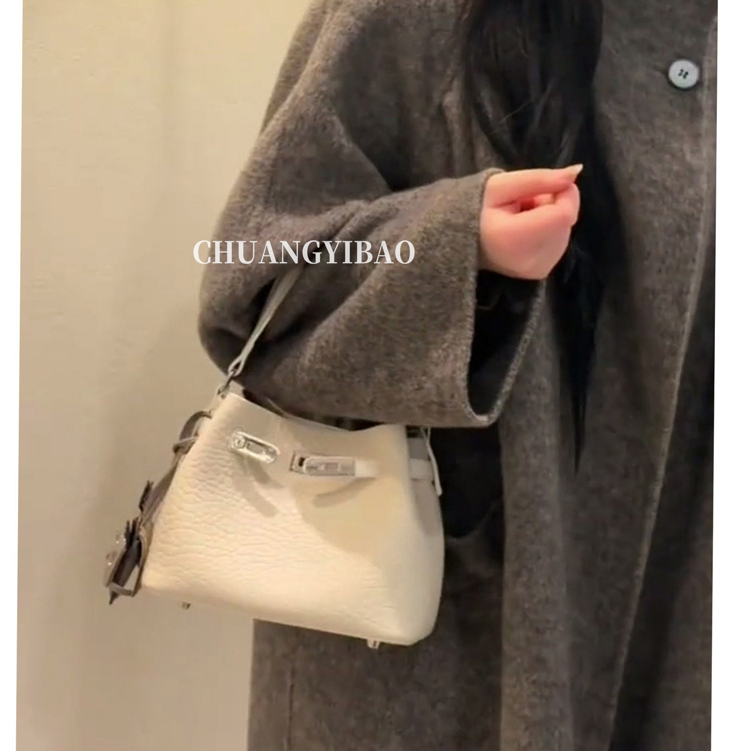 白色荔枝纹手提包包女式2026新款超火精致凯莉包上班通勤斜挎包包,箱包皮具/热销女包/男包,通用款女包,淘宝优惠券,粉丝福利购,淘宝优惠卷