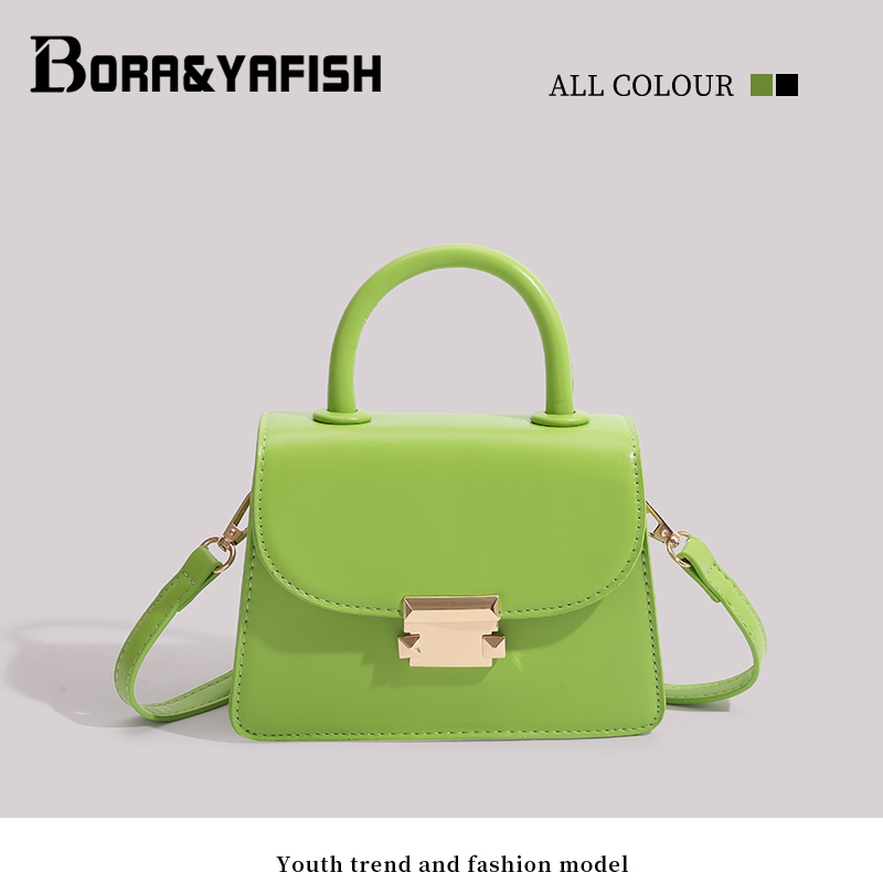 高级感新款潮时尚百搭绿色小方包