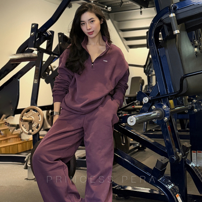 甜梨 oneractive半拉链卫衣套装 加绒保暖运动健身卫衣卫裤女