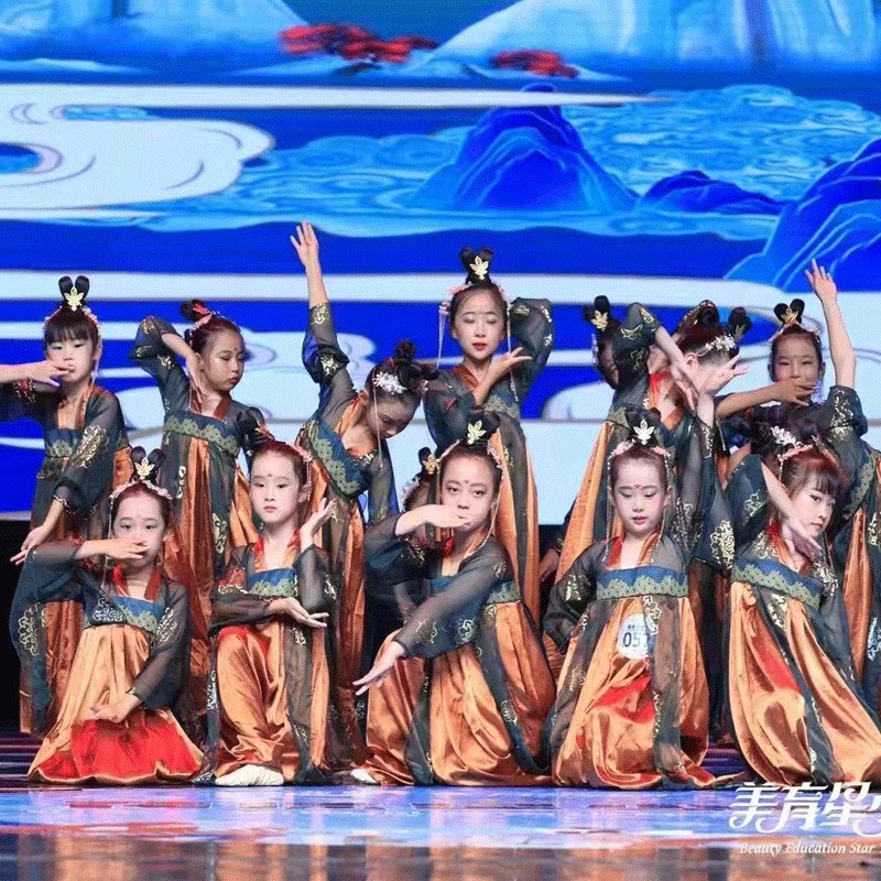 桃李杯玉人舞演出服儿童古典舞巧悦梳妆少儿舞蹈宫表演双面燕洵女