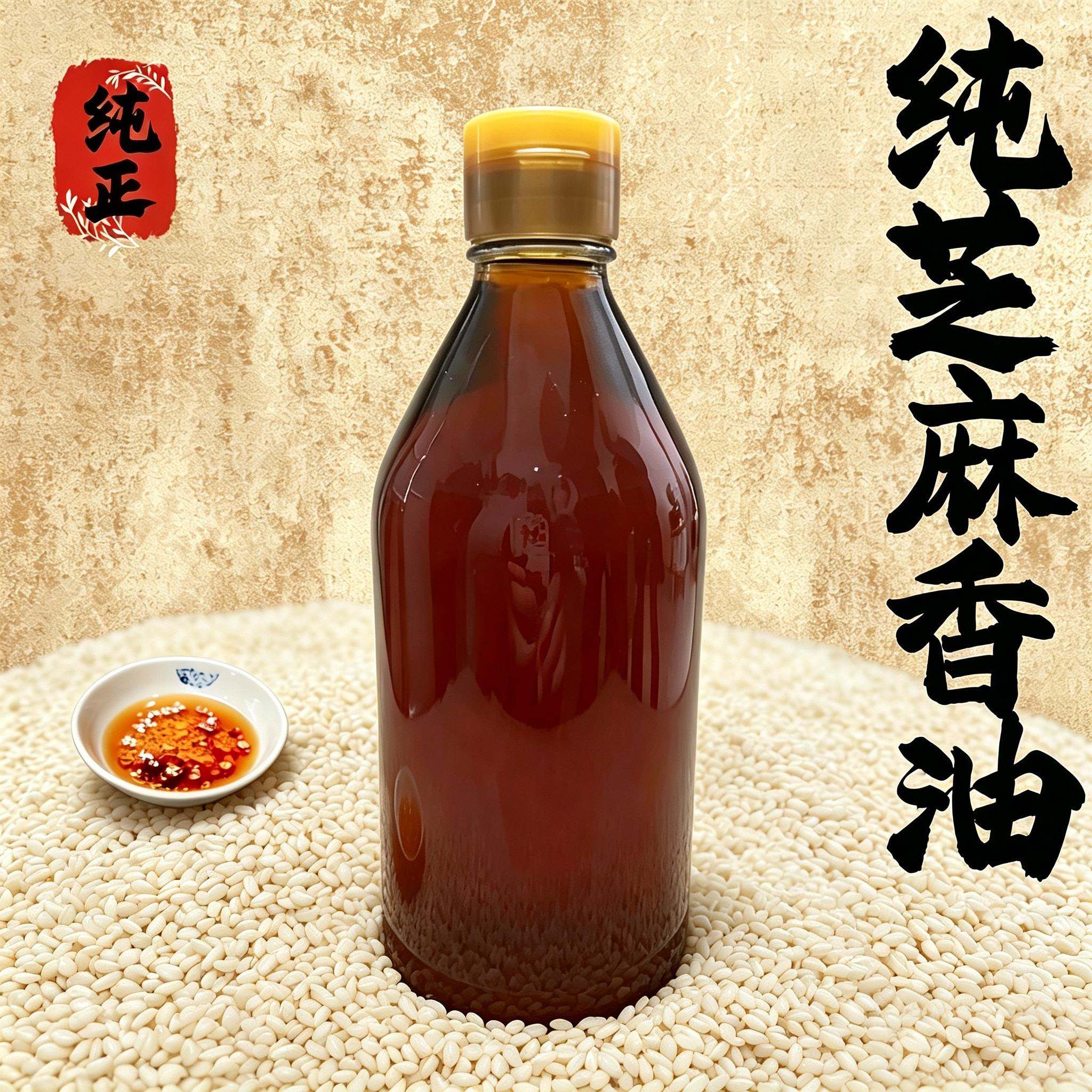 正宗山东石磨芝麻油纯正小磨香油无添加传统小磨芝麻油家用麻油